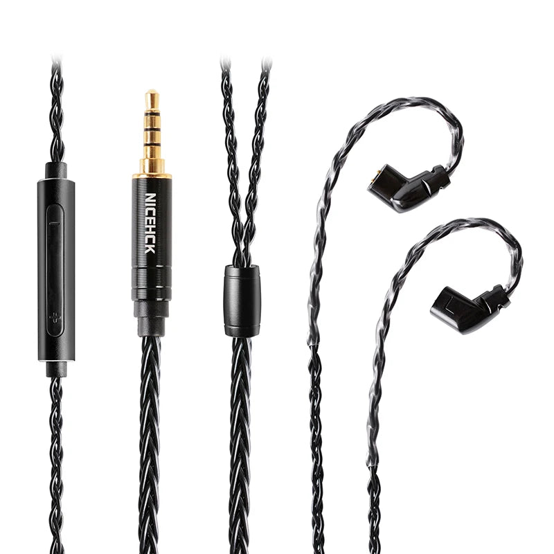 NiceHCK BlackWheat 8 コア シルバーメッキ銅マイクケーブル MMCX/QDC NiceHCK BlackWheat 8 コア シルバーメッキ銅マイクケーブル MMCX/QDC
