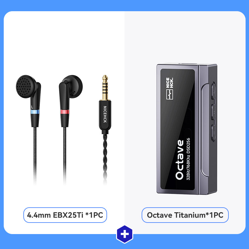 NICEHCK EBX25Ti Flagship Flat Earbuds + Octave ES9039Q2M Portable DAC