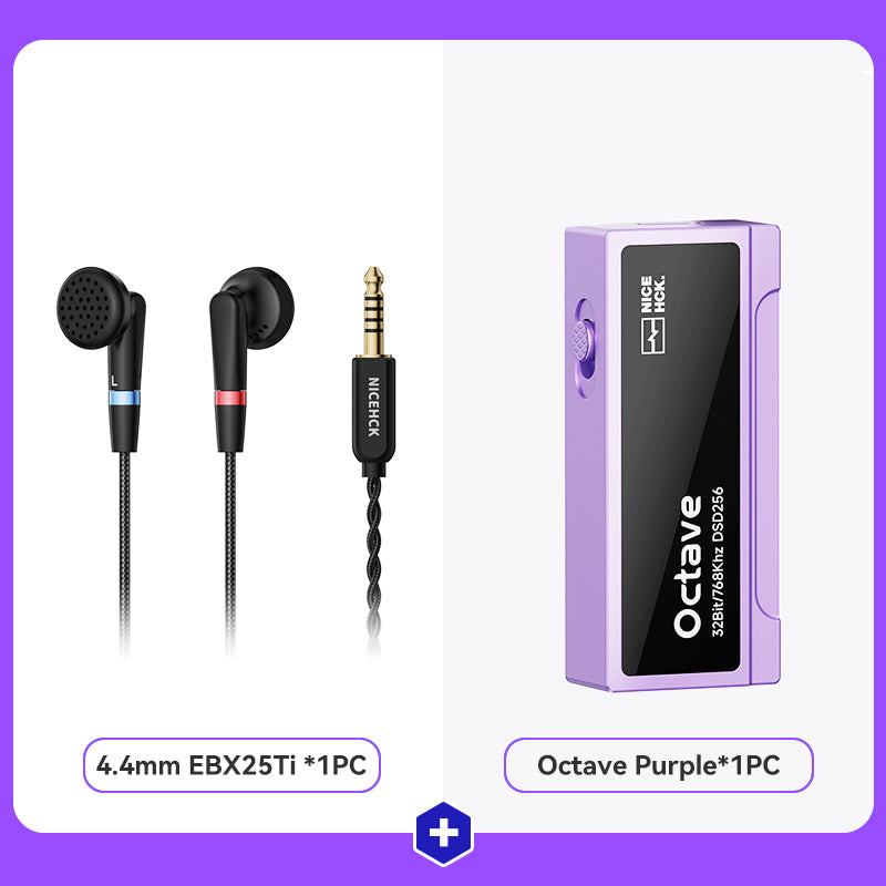 NICEHCK EBX25Ti Flagship Flat Earbuds + Octave ES9039Q2M Portable DAC – Flagship Flat Earbuds with High-Res DAC Bundle