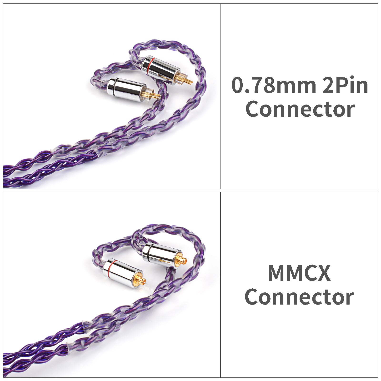 NICEHCK PurpleSE 8コア 古河 PCUHD 銅 IEM イヤホン交換用延長ケーブル、MMCX/0.78 2PIN 取り外し可