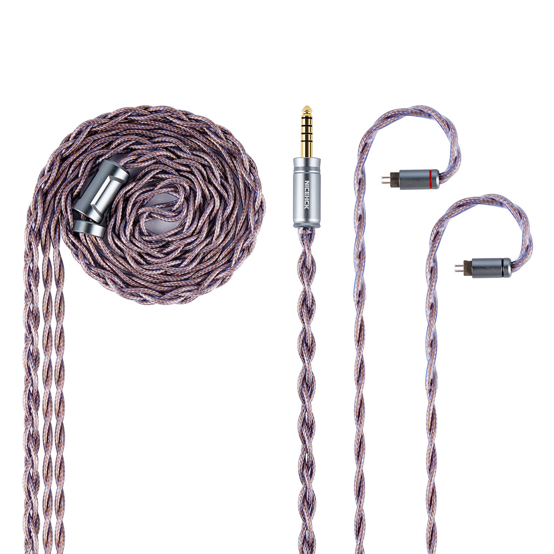NICEHCK Acecomet 17.5AWG 8N IEM Cables with Silver Plated OFC 2Pin Connector Gold Plated OFC Plug